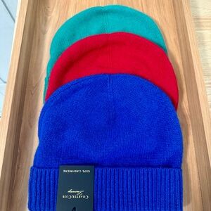 NEW charter club CASHMERE Red,Blue Green Beanie Knit Hat unisex $79.00 One Size